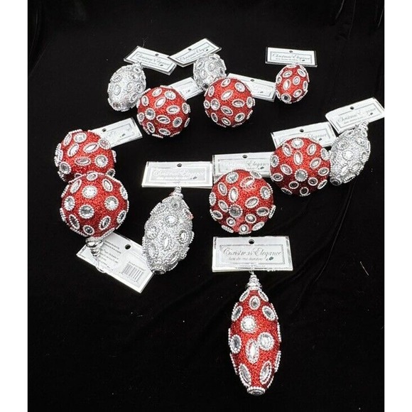 Everything Christmas, Decorations by Country Silk Red & Silver Lot Of 12 New! - Picture 2 of 12